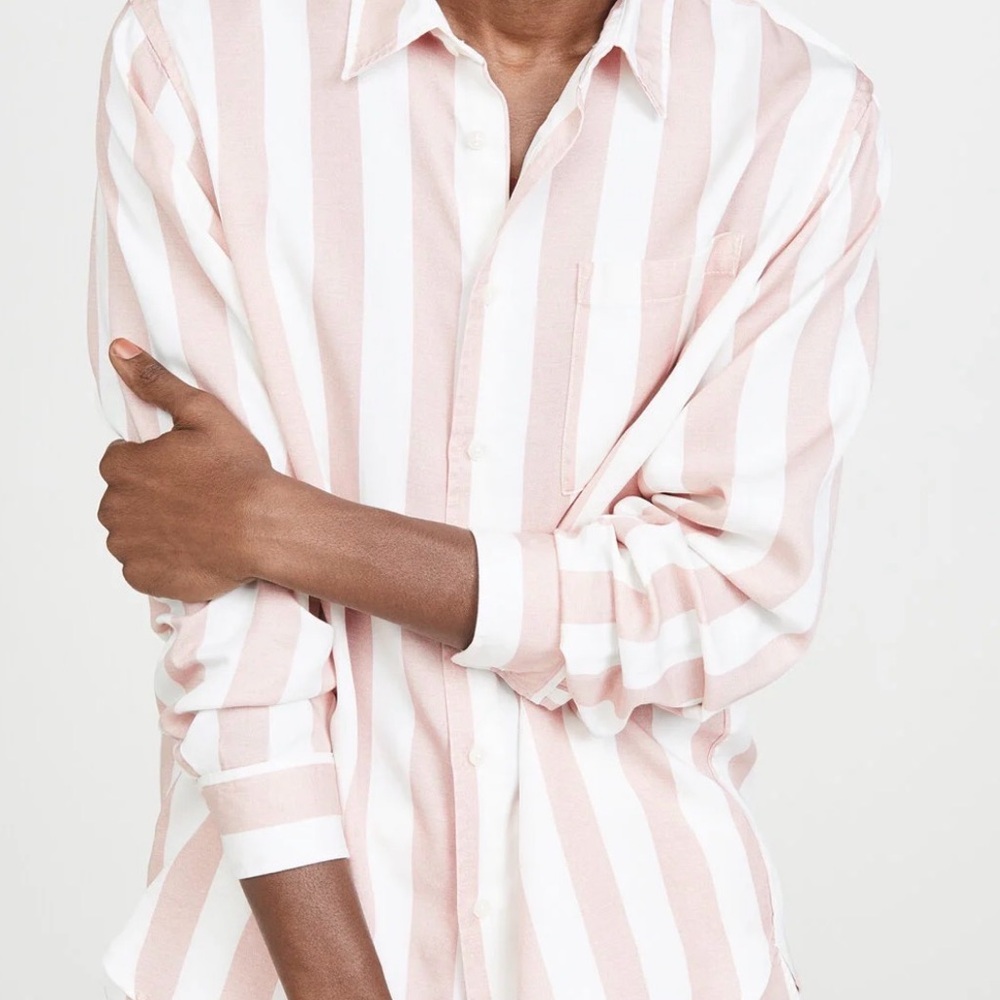 Saturdays New York City - Perry Jumbo Stripe Shirt / Salmon / size S